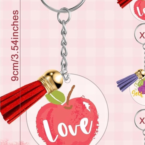 2/$30Keychain Ring Bag Charm Apple Love Quote Acrylic Fruits of‎ Spirit Gift New - Picture 2 of 5